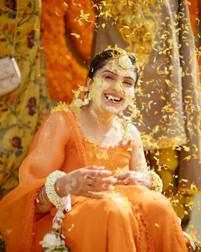 Traditional Haldi celebration décor — Indian luxury wedding planners DreamzKrraft