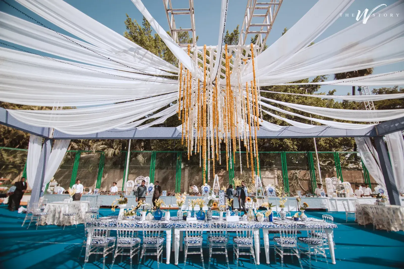 Mehendi ceremony décor designed by DreamzKrraft for a luxury Indian wedding celebration