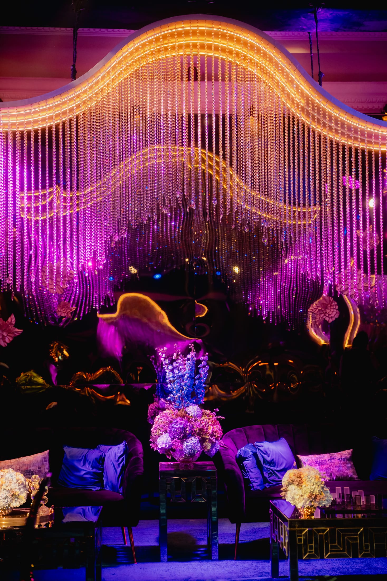 Grand wedding stage and guest seating produced by DreamzKrraft
